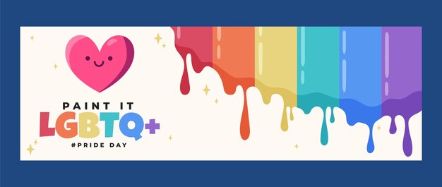 Flat pride month twitter header