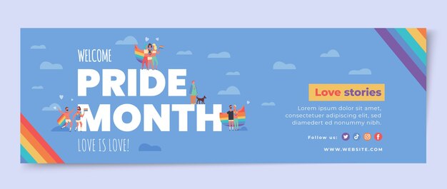 flat pride month twitter header
