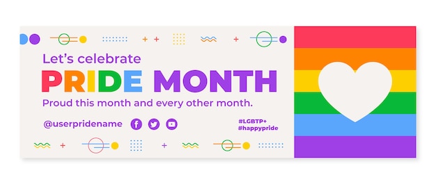 Free vector flat pride month twitter header