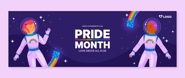 Flat pride month twitter header
