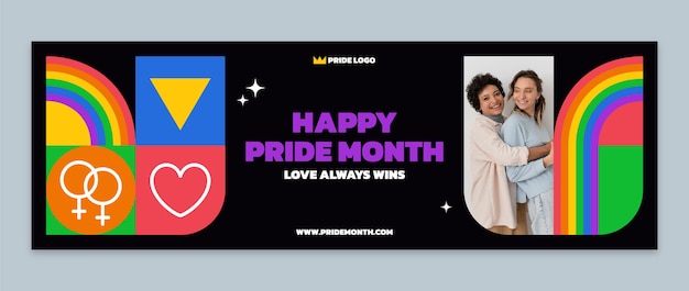 Flat pride month twitter header