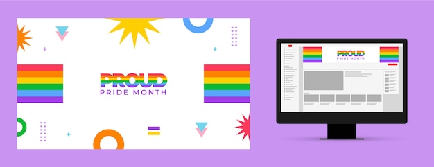 Flat pride month youtube channel art