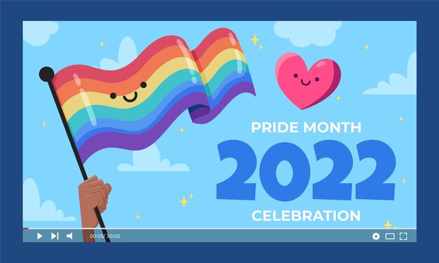 Free vector flat pride month youtube thumbnail