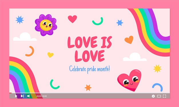 Free vector flat pride month youtube thumbnail