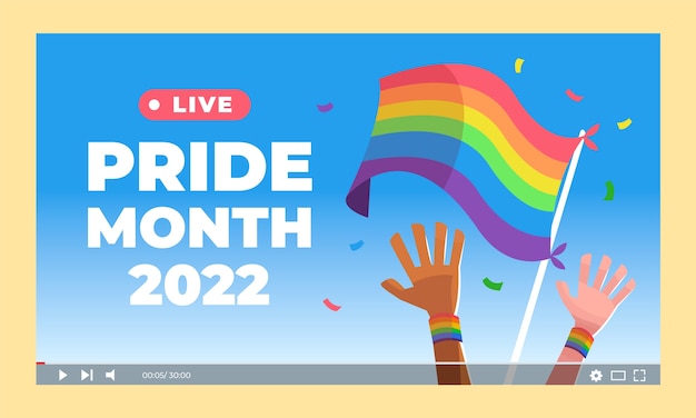 Free vector flat pride month youtube thumbnail