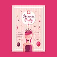 Free vector flat princess birthday invitation