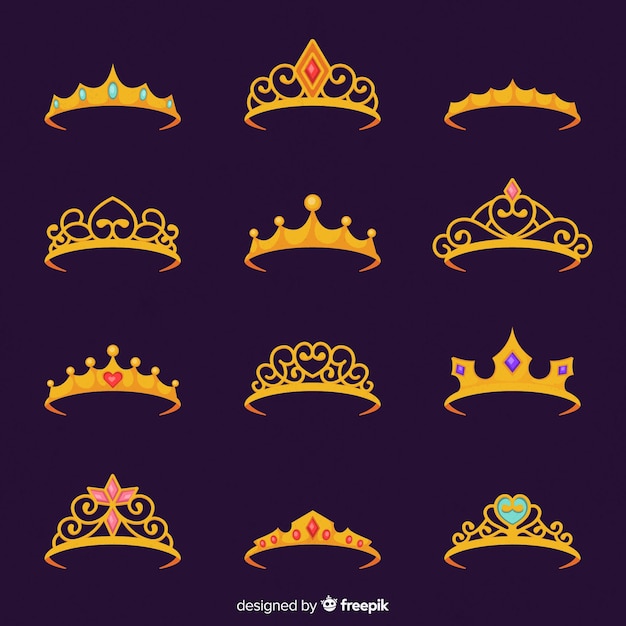 Free vector flat princess tiara collectio