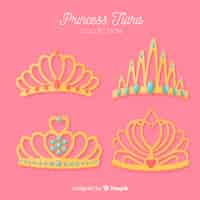 Free vector flat princess tiara collection