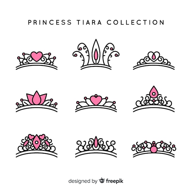 Free vector flat princess tiara collection