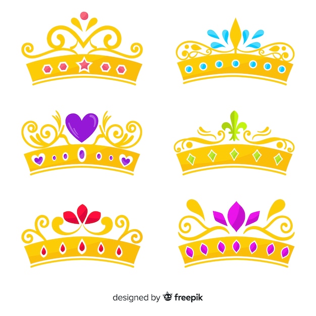 Free vector flat princess tiara pack