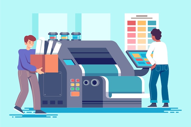 Free vector flat printing industry  illustrated