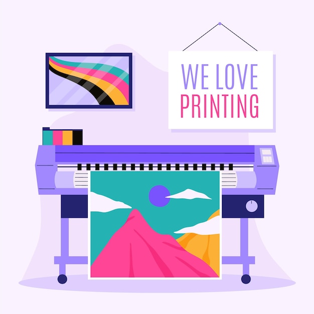 Flat printing industry illustration