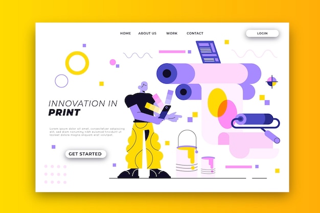 Free vector flat printing industry landing page