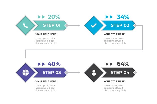 플랫 프로세스 infographic 템플릿