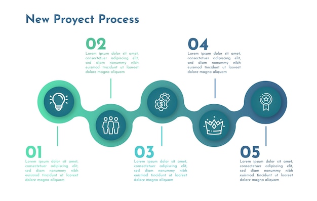 Free Vector  Four squares work process chart template for presentation.