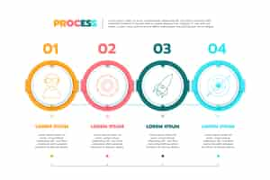 Vettore gratuito modello di infografica processo piatto