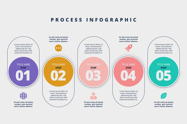 플랫 프로세스 infographic 템플릿