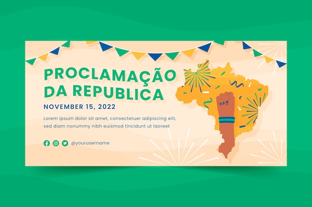 Free vector flat proclamacao da republica horizontal banner template