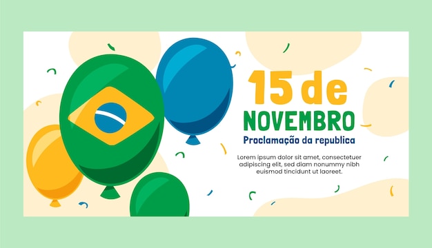 Free vector flat proclamacão da republica horizontal banner template