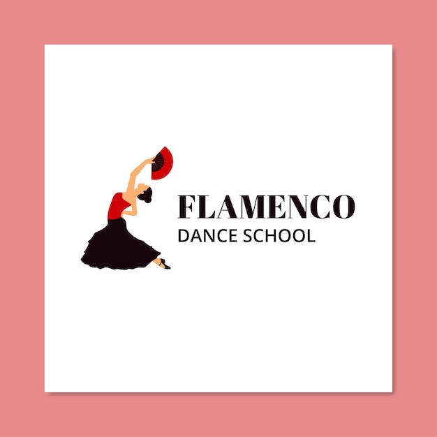플래트 프로 플라멘코 댄스 학교 로고 템플릿