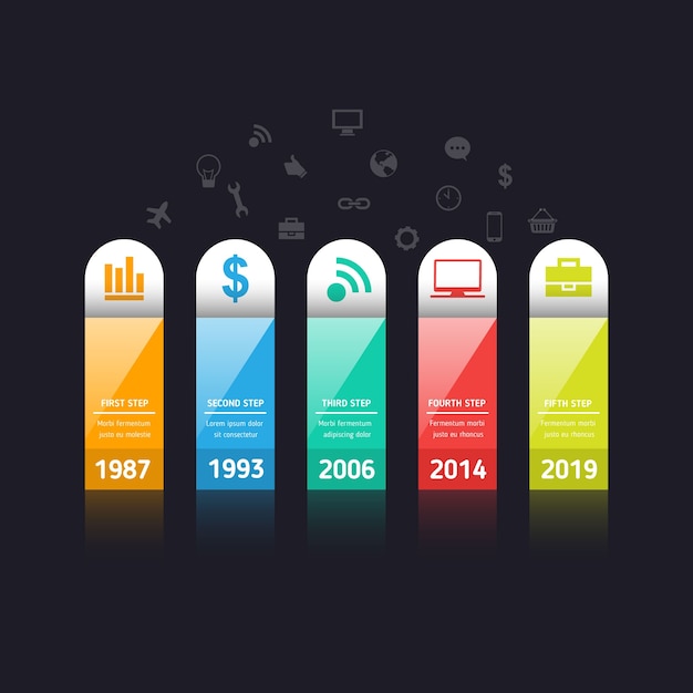 Flat professional infographic steps