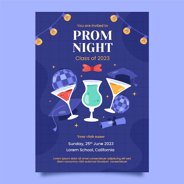 Flat prom invitation template