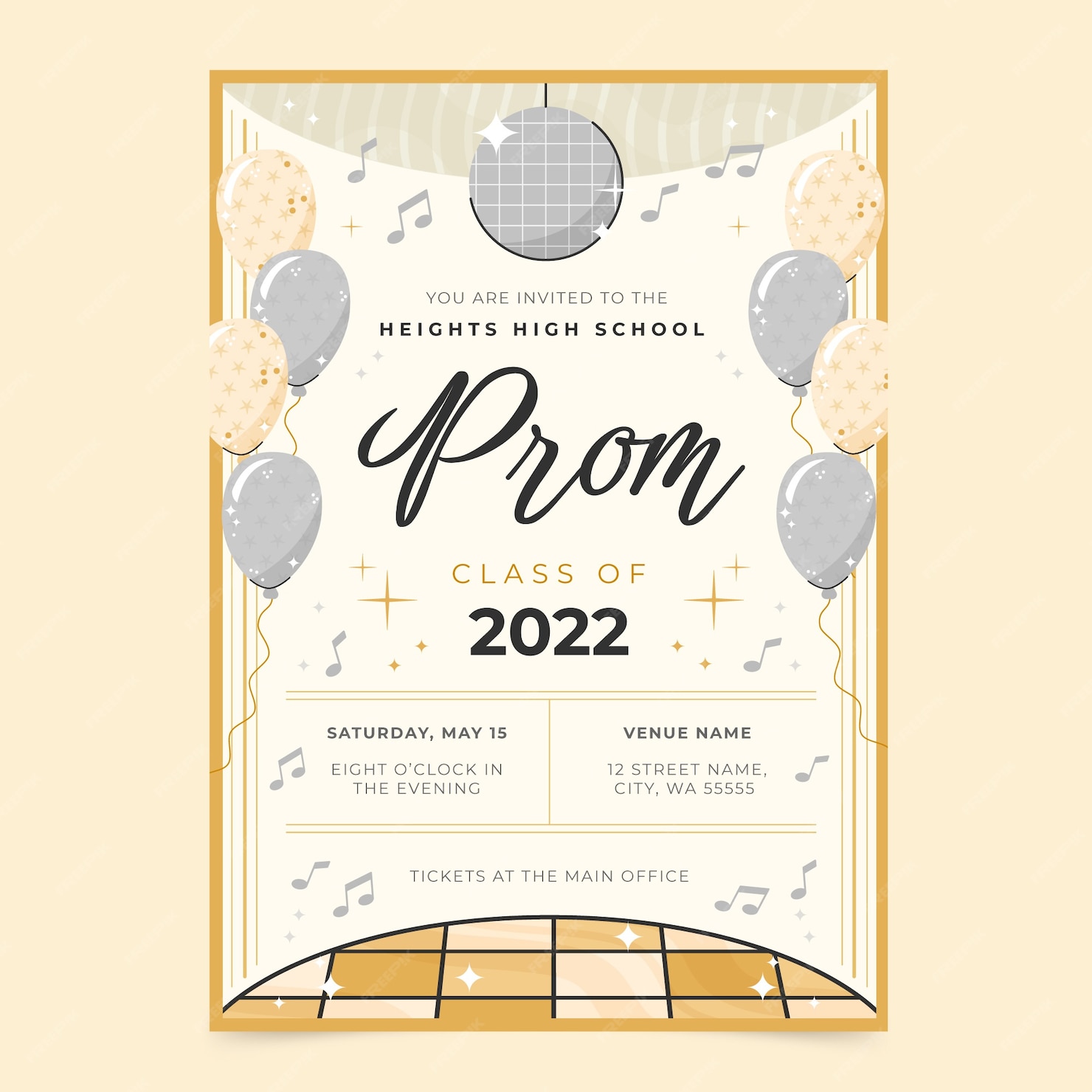 Free Vector Flat prom invitation template Free Vector Flat prom invitation template