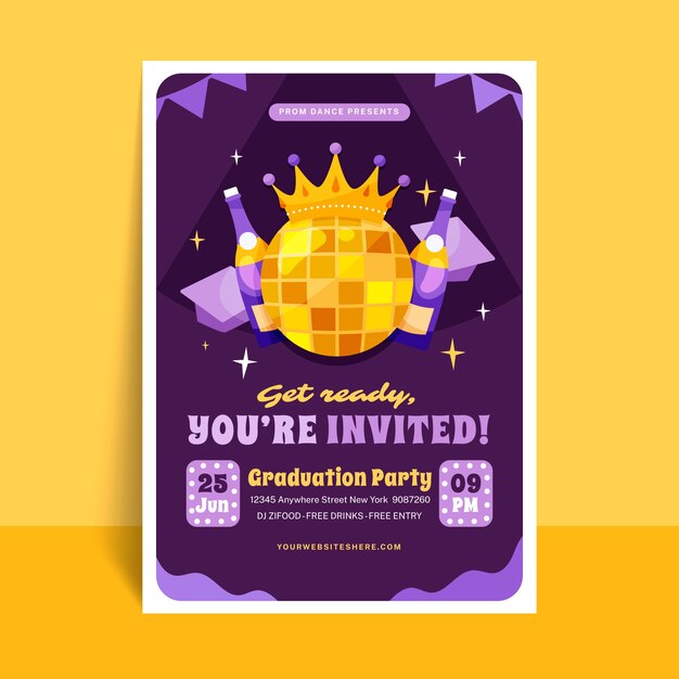 Flat prom invitation template