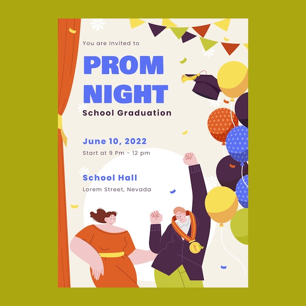 Flat prom invitation template