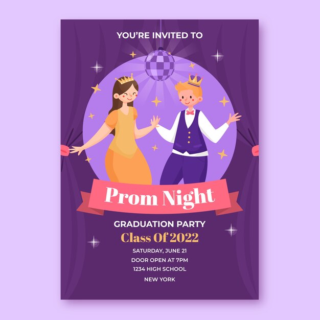 Flat prom invitation template