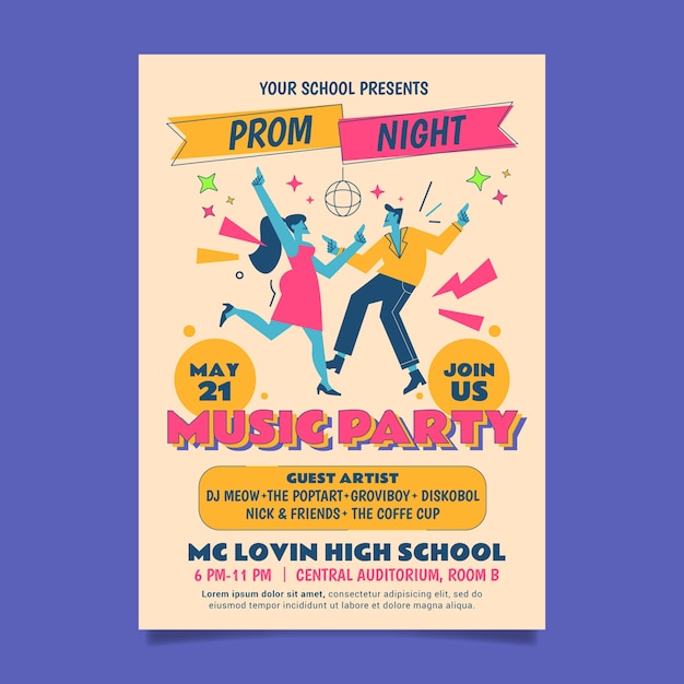 Flat prom vertical flyer template