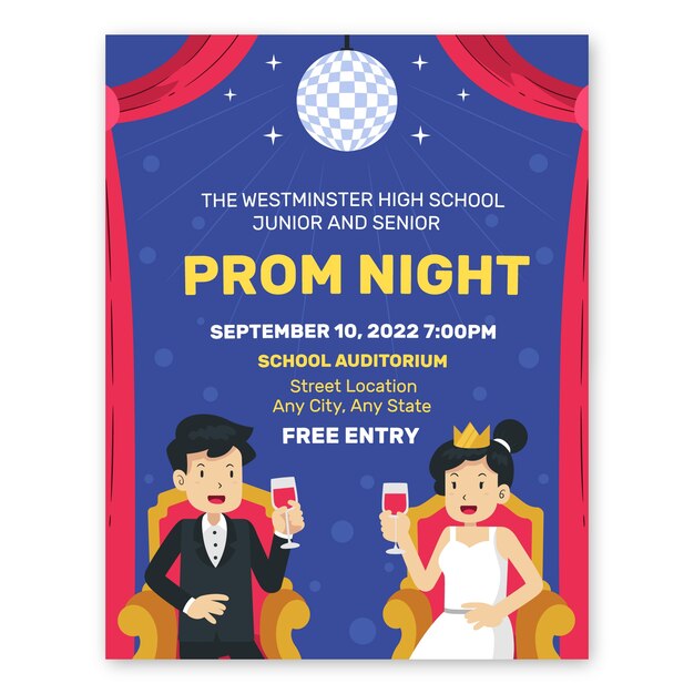 Flat prom vertical flyer template