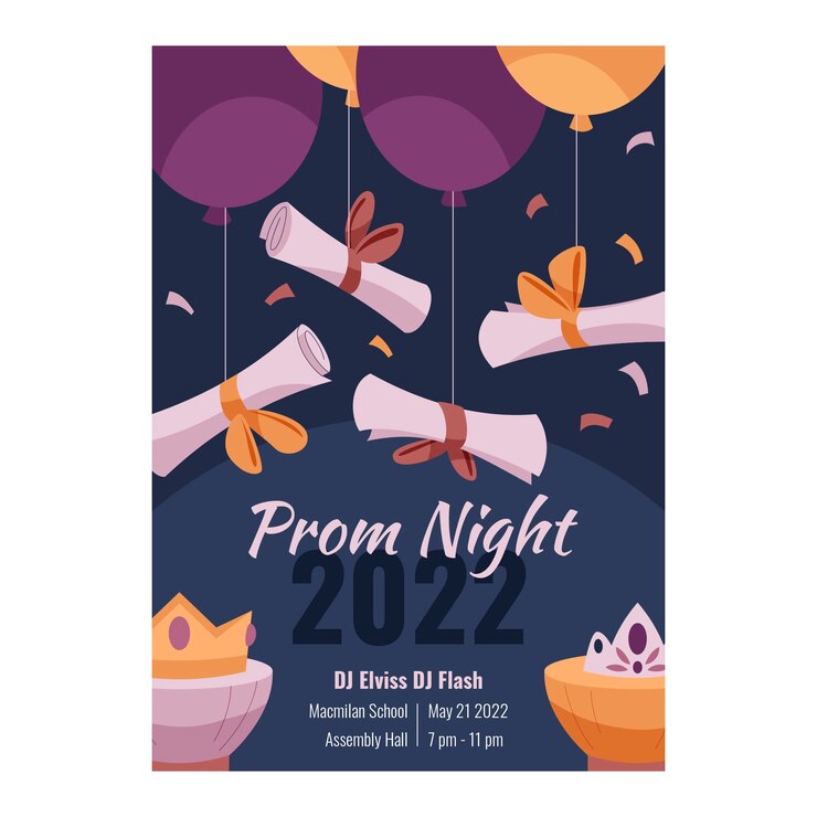 Free Vector flat prom vertical flyer template