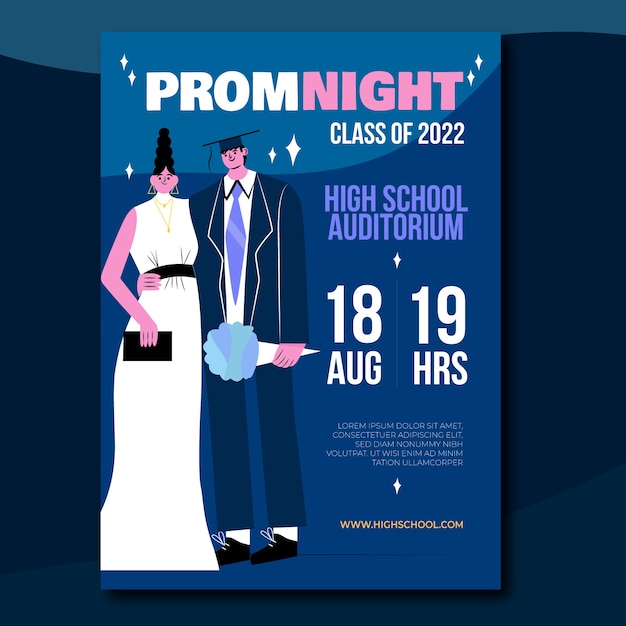 Free vector flat prom vertical flyer template