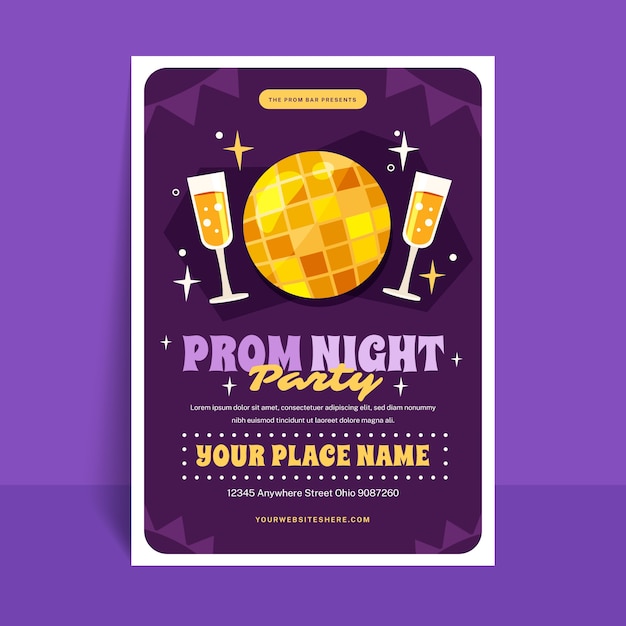 Flat prom vertical flyer template