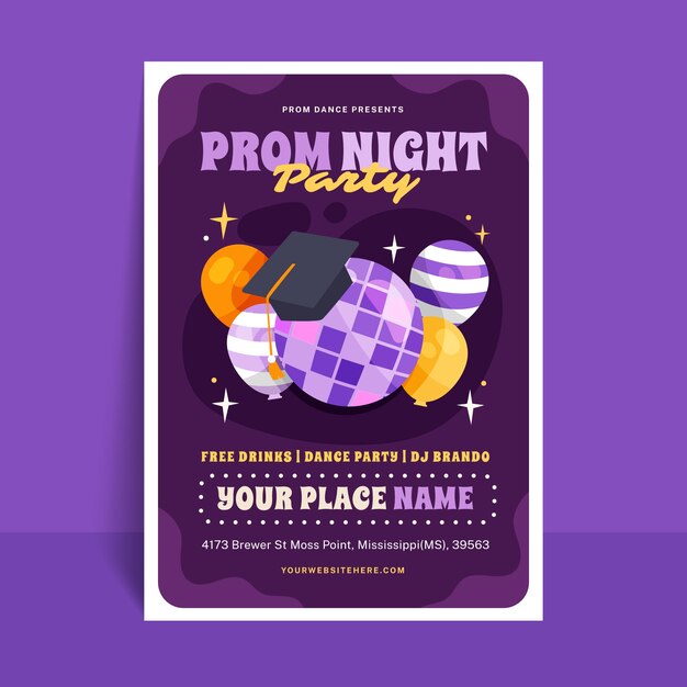 Flat prom vertical flyer template