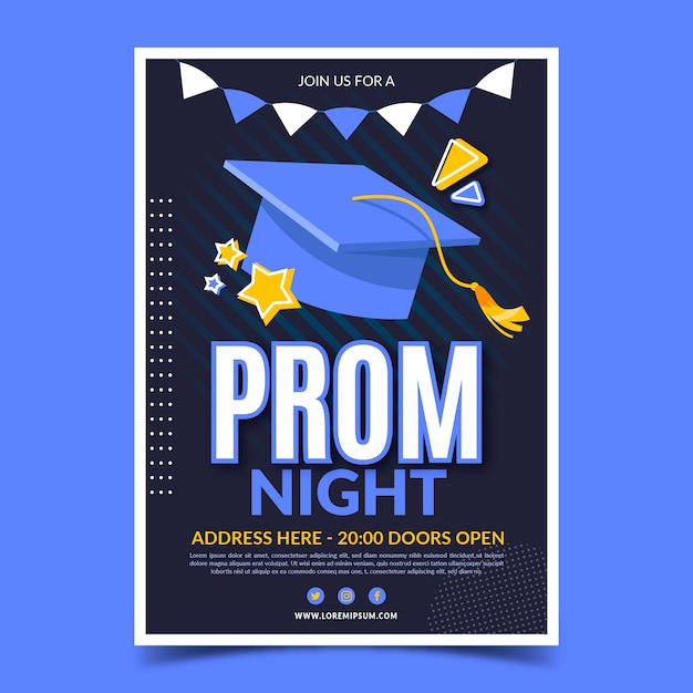 Free vector flat prom vertical poster template