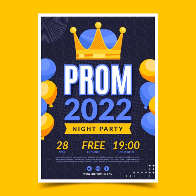 Flat prom vertical poster template