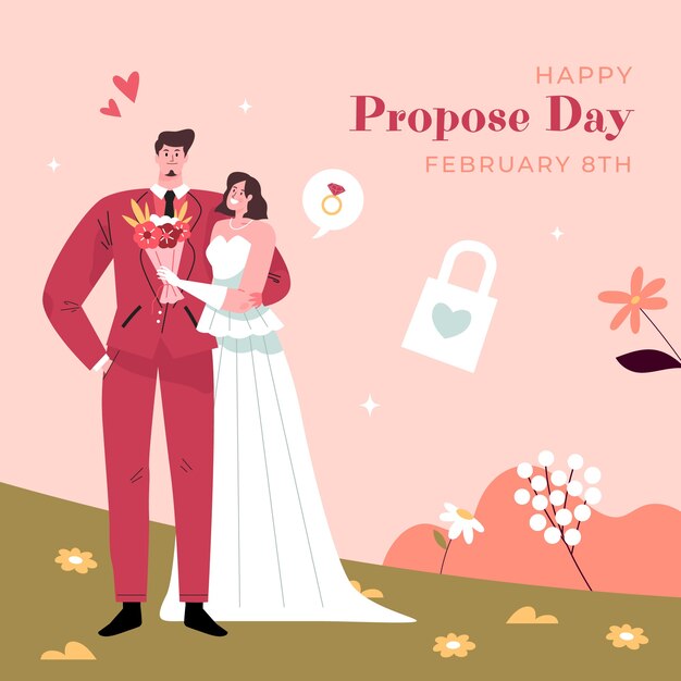 플랫 제안의 날 축하 그림