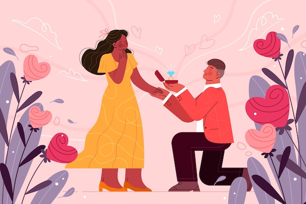 Flat propose day illustration