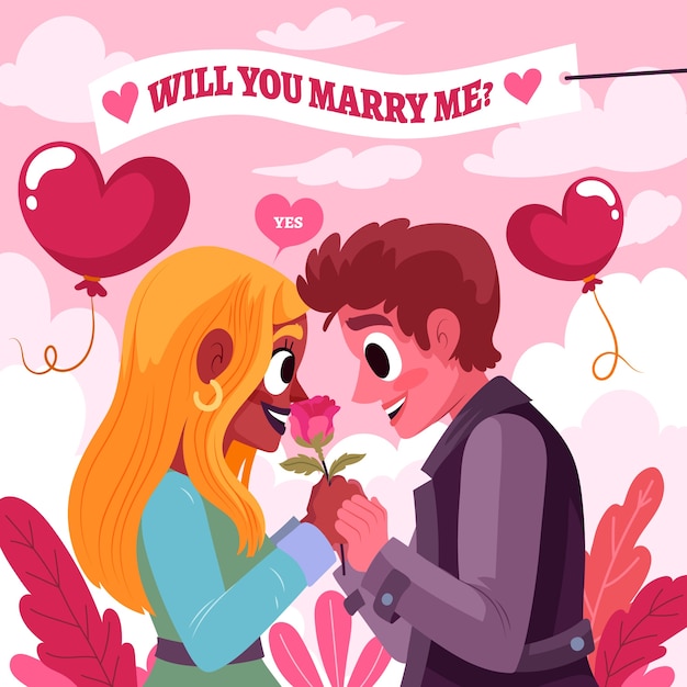 Free vector flat propose day illustration