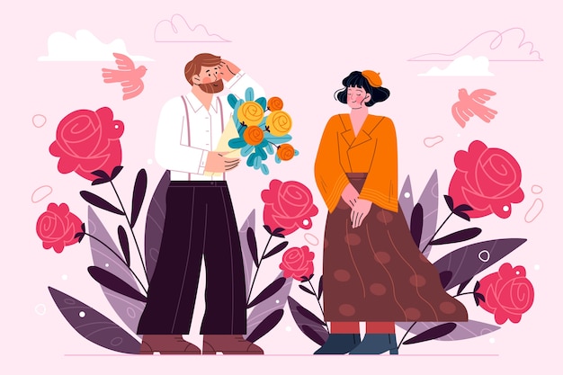 Flat propose day illustration