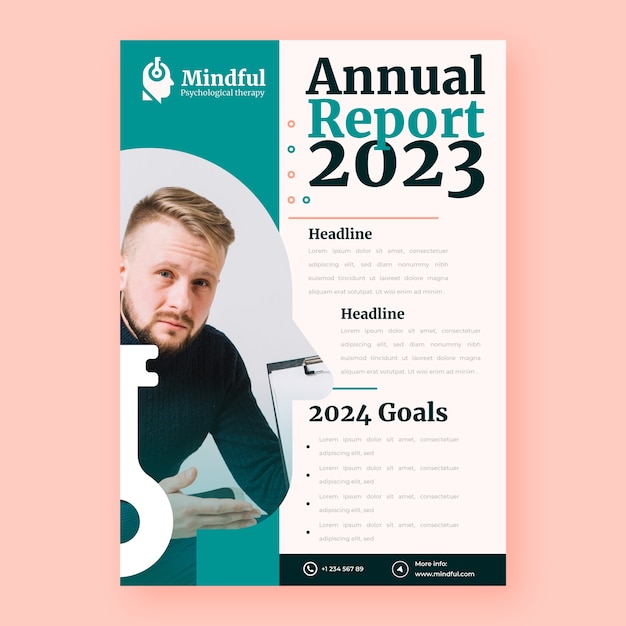 Free vector flat psychologist annual report template