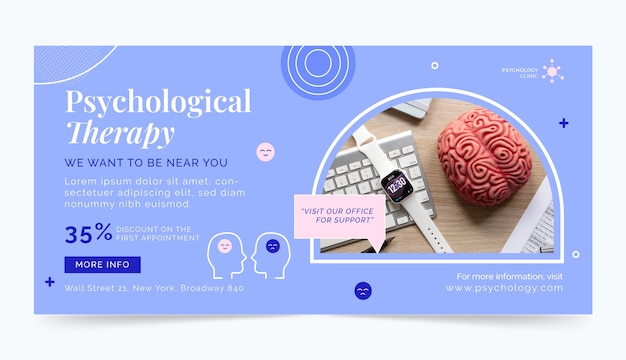 Free vector flat psychologist horizontal sale banner template