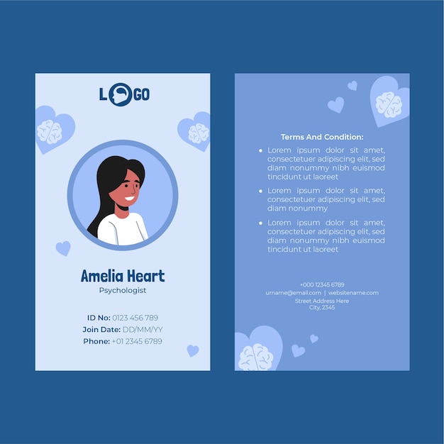 Free vector flat psychologist id card template