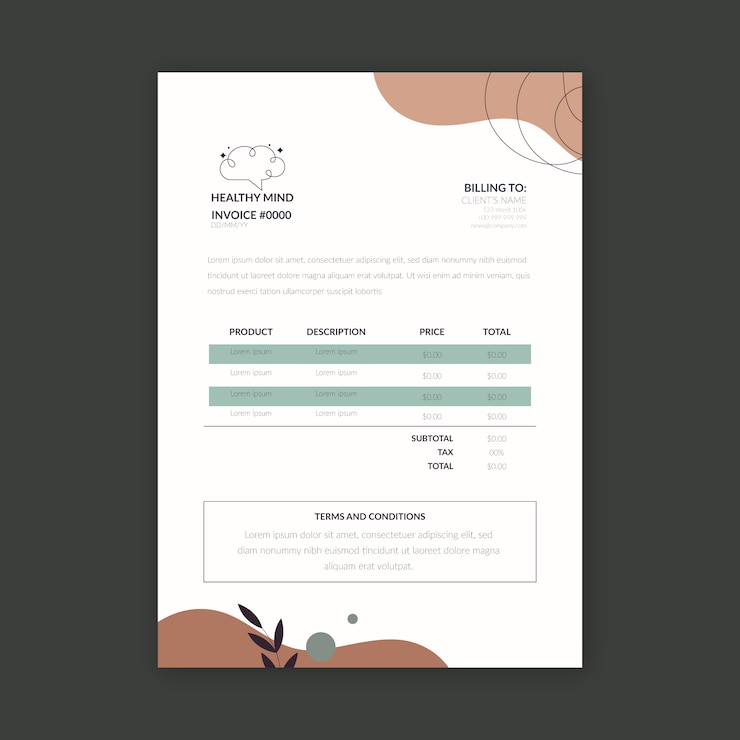 Free Vector | Flat psychologist invoice template