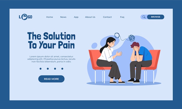 Flat psychologist landing page template