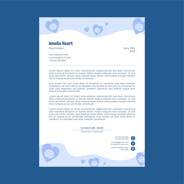 Free vector flat psychologist letterhead template