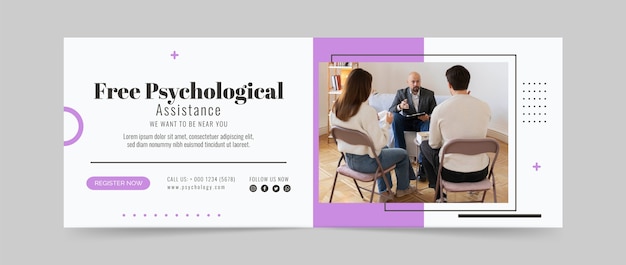 Free vector flat psychologist social media cover template