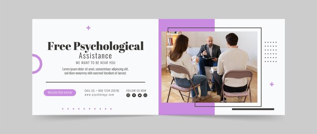 Flat psychologist social media cover template